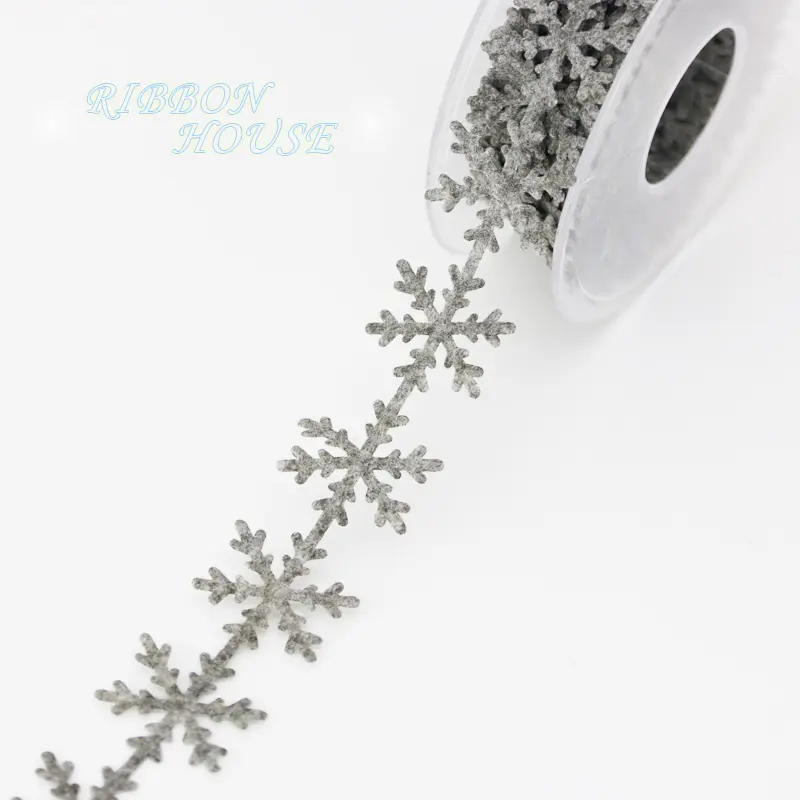 (5 meters/lot)  25mm Non-woven snowflake decorative band Ultrasonic embossed non-woven Christmas day decorative ribbon