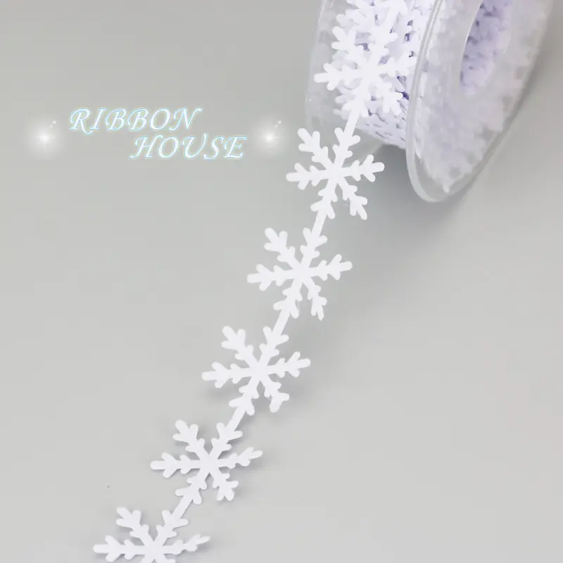 (5 meters/lot)  25mm Non-woven snowflake decorative band Ultrasonic embossed non-woven Christmas day decorative ribbon