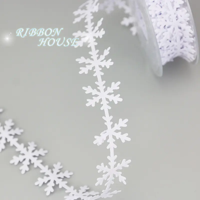 (5 meters/lot)  25mm Non-woven snowflake decorative band Ultrasonic embossed non-woven Christmas day decorative ribbon