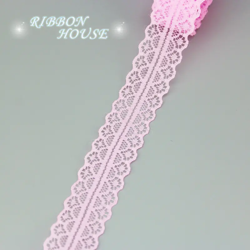 (10 yards/roll) Pink color lace fabric ribbon decoration gift wrapping material
