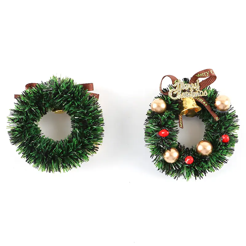 (2 Pieces/pack) 55 * 55mm Mini New Christmas Decorations Flower Wreath Mobile Pendant New Year Home Decoration Creative DIY