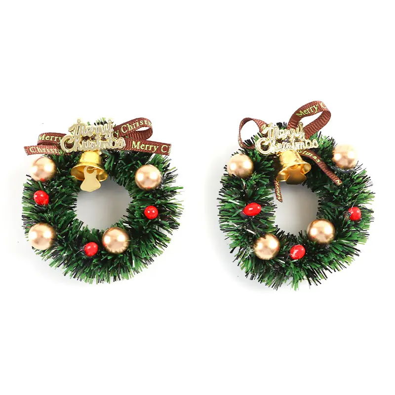 (2 Pieces/pack) 55 * 55mm Mini New Christmas Decorations Flower Wreath Mobile Pendant New Year Home Decoration Creative DIY