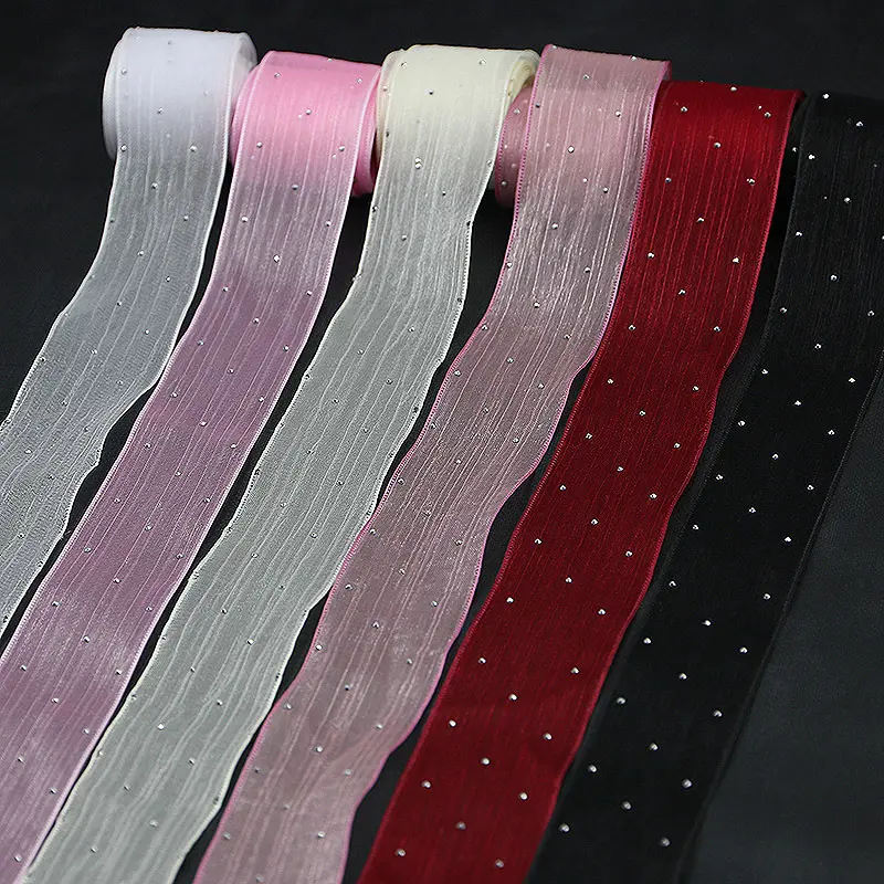 (5 Meters/pack)4CM Bubble Pleated Tape Diamond Mesh Organza Ribbon Hair Bow Flowers Cakes Gift Packaging Clothing Decoratio DIY