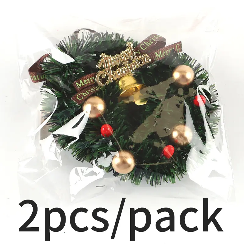 (2 Pieces/pack) 55 * 55mm Mini New Christmas Decorations Flower Wreath Mobile Pendant New Year Home Decoration Creative DIY