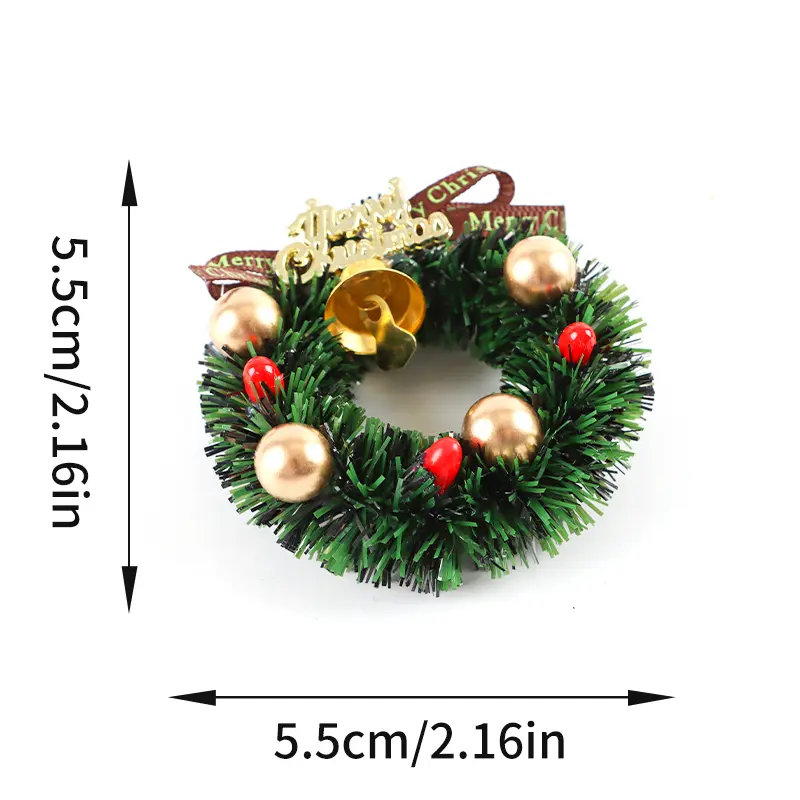 (2 Pieces/pack) 55 * 55mm Mini New Christmas Decorations Flower Wreath Mobile Pendant New Year Home Decoration Creative DIY