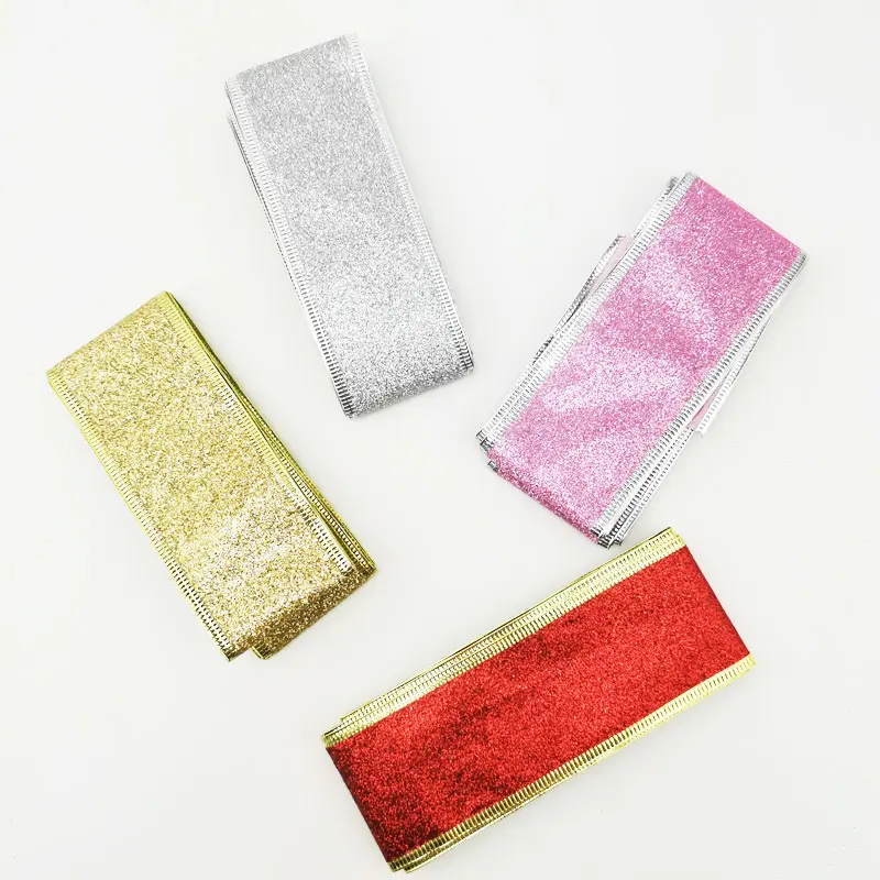 (2m/roll) 50mm Shiny Gold Powder Ribbon Holiday Decoration Gift Packaging Foldable Handmade DIY Crafts Production