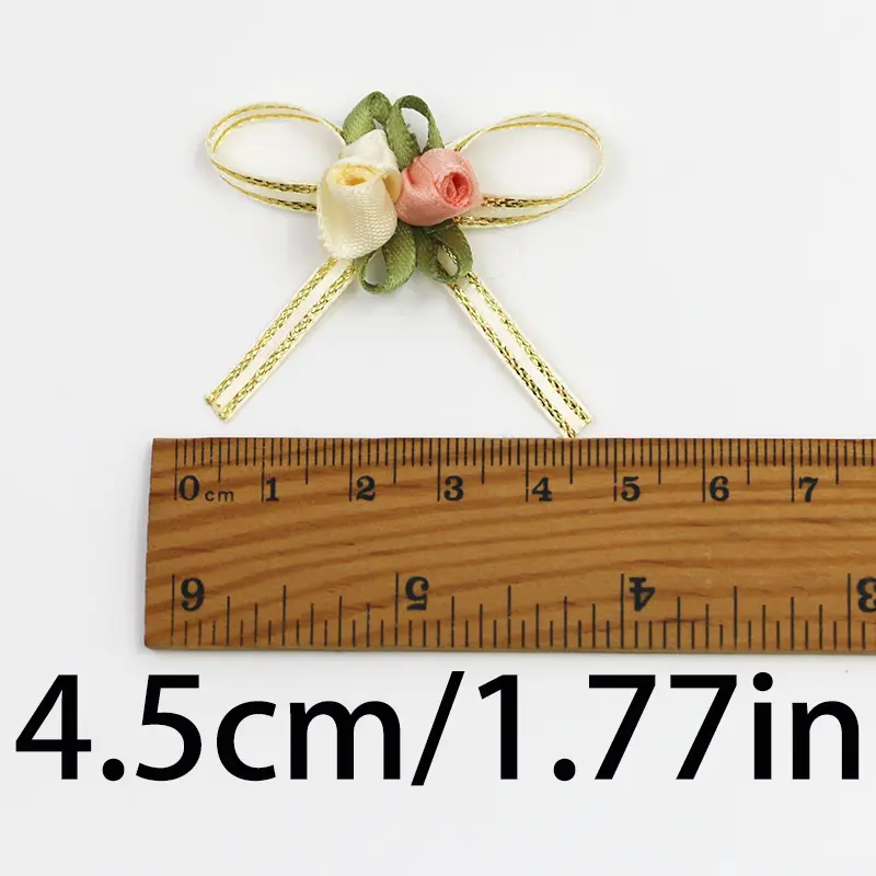 (20pcs/pack) 4.5cm Rose Bud Bow White Pink 2 Rose Bows Wedding Gift Box Hair Accessories Home Christmas Bows Decoration