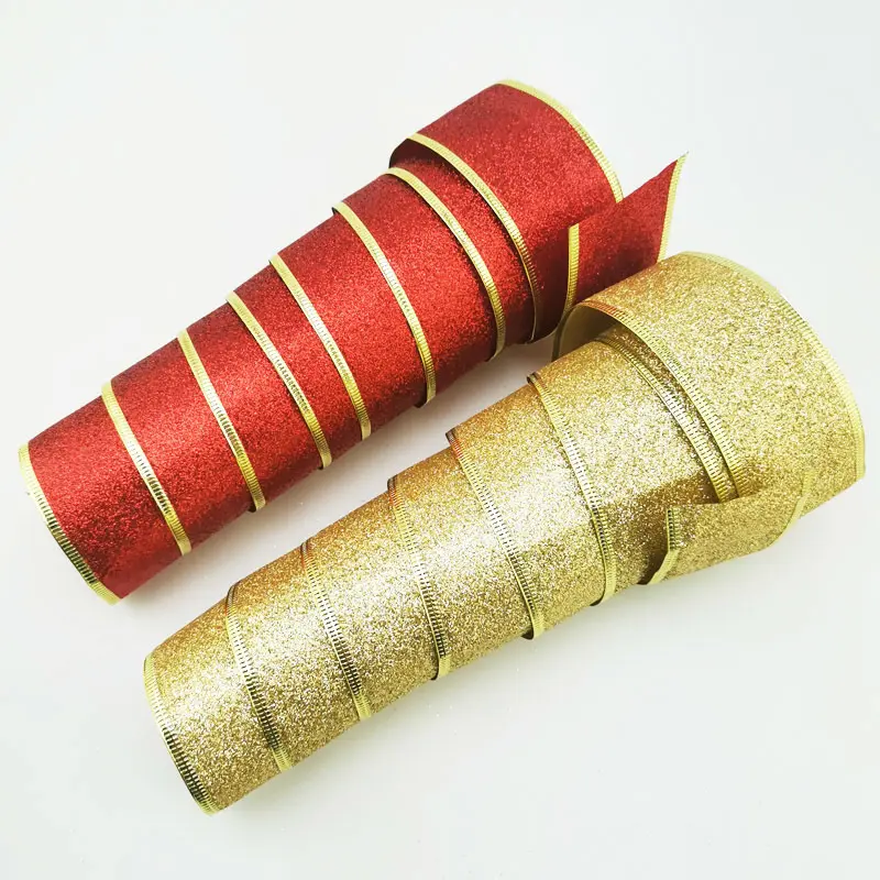 (2m/roll) 50mm Shiny Gold Powder Ribbon Holiday Decoration Gift Packaging Foldable Handmade DIY Crafts Production