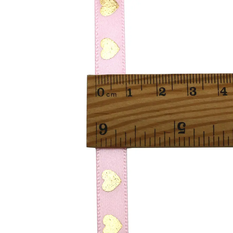 (10meters/roll)1cm Hot Stamping Peach Heart Ribbon Love Ribbons Valentine's Day Packaging Handmade Gift Packaging Decoration DIY