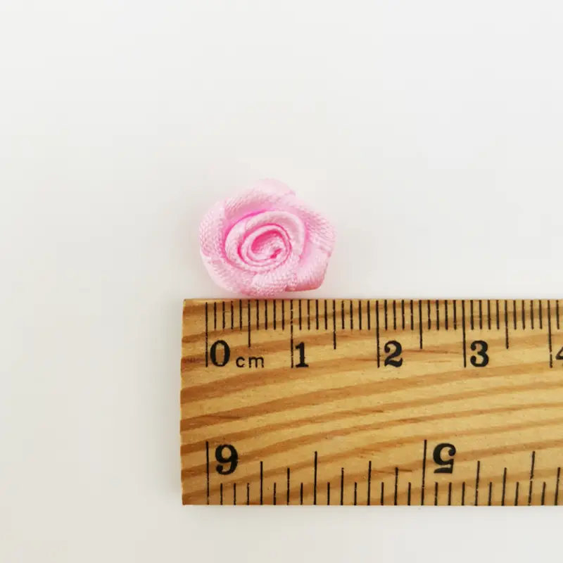(100pcs/pack) 15mm Mix Colorful Small Flower Mini Handmade DIY Satin Ribbon Rose Head Wedding Scrapbooking Decoration Floret
