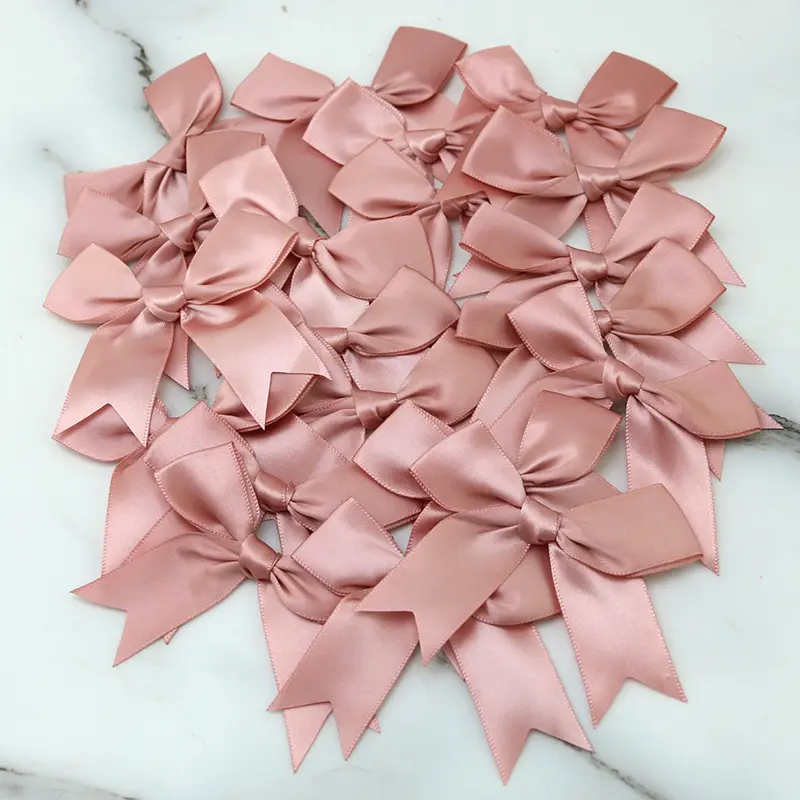 (20pcs) 1'' 25mm Fresh Pink Ribbon Small Packaging Bow Polyester Satin Bow Flower Tie Hair Accessories Fashion Accessory DIY