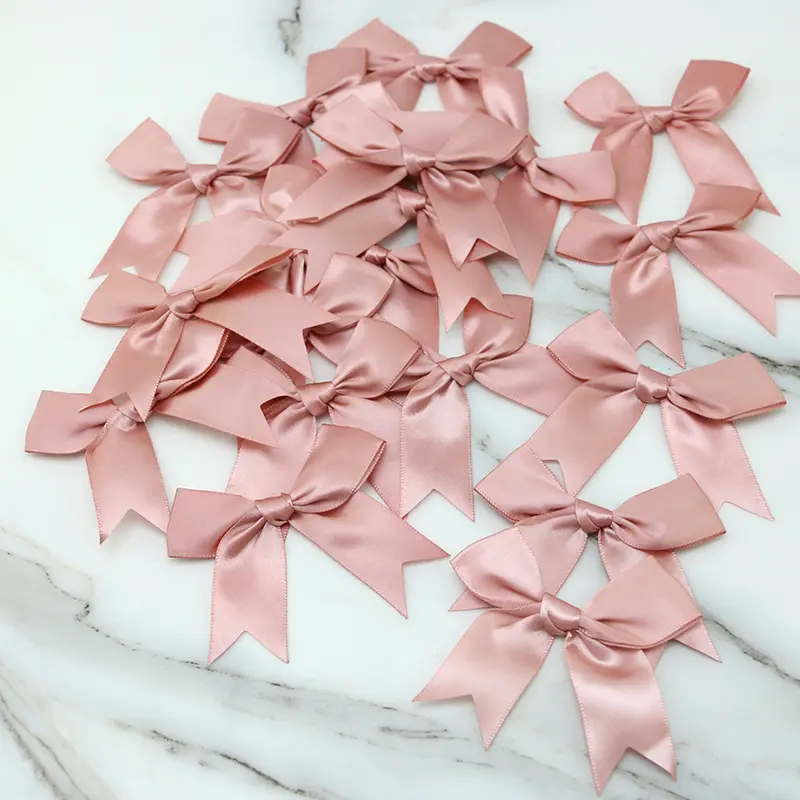 (20pcs) 1'' 25mm Fresh Pink Ribbon Small Packaging Bow Polyester Satin Bow Flower Tie Hair Accessories Fashion Accessory DIY