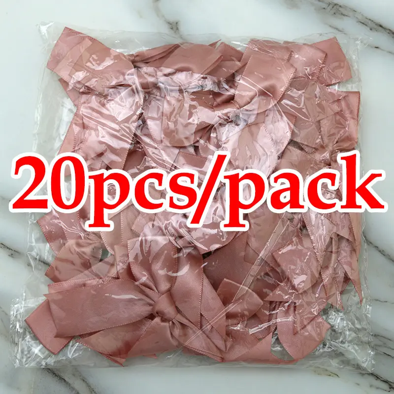 (20pcs) 1'' 25mm Fresh Pink Ribbon Small Packaging Bow Polyester Satin Bow Flower Tie Hair Accessories Fashion Accessory DIY