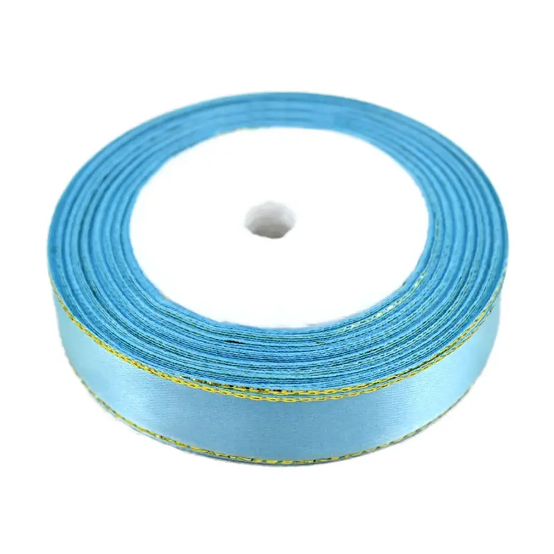 (25 yards/lot) White Satin ribbon gold edge wholesale high quality gift packaging ribbons