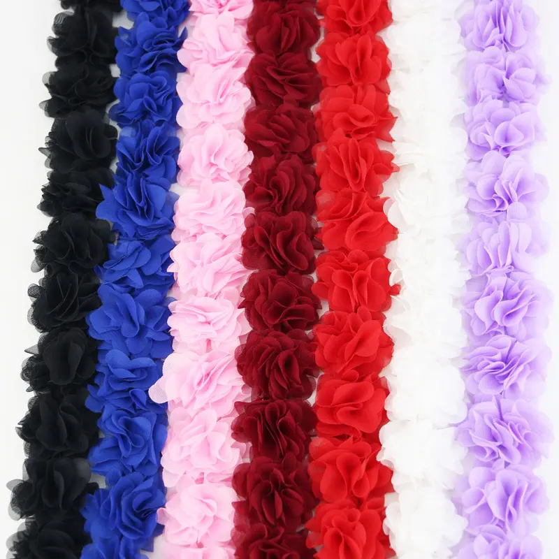 (1 meter) Chiffon lace fabric Webbing Decoration flower gift ribbons crafts Non-woven fabrics base
