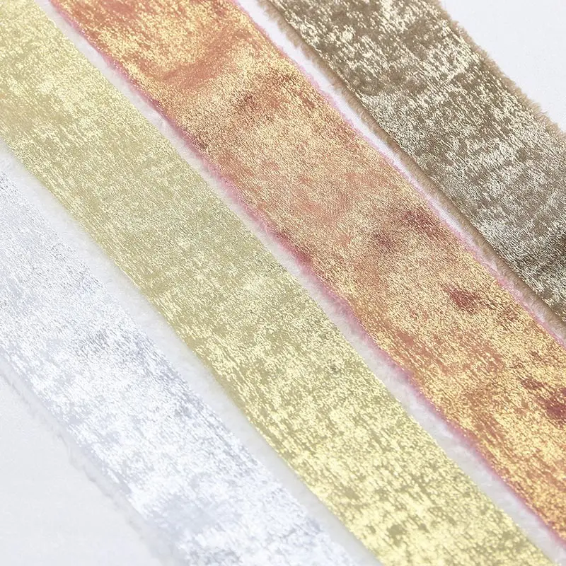 (5 Meters/roll) 40mm Hot Stamping Plush Chiffon Ribbon Gift Packaging Wedding Festival Party Decoration Crafts Production Retro