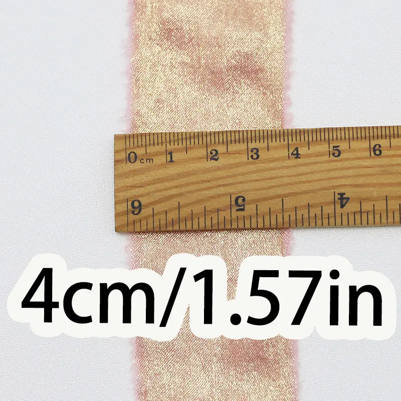 (5 Meters/roll) 40mm Hot Stamping Plush Chiffon Ribbon Gift Packaging Wedding Festival Party Decoration Crafts Production Retro