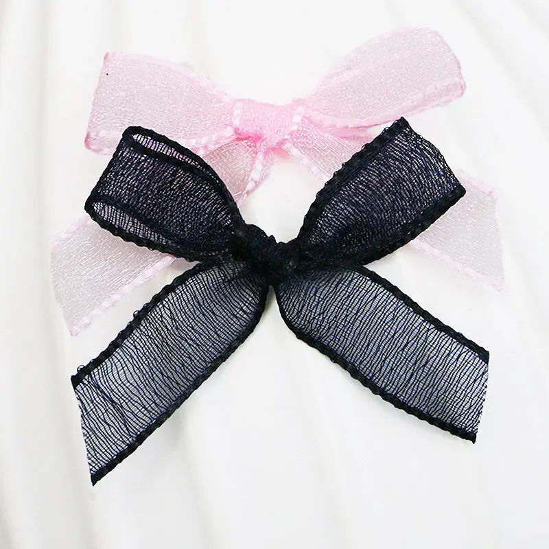 (50Pcs/bag)3.5X4.5cm Organza Ribbon Bow Mini Christmas Bows Party Decoration Craft Hair Accessories Wedding Room Decorations DIY