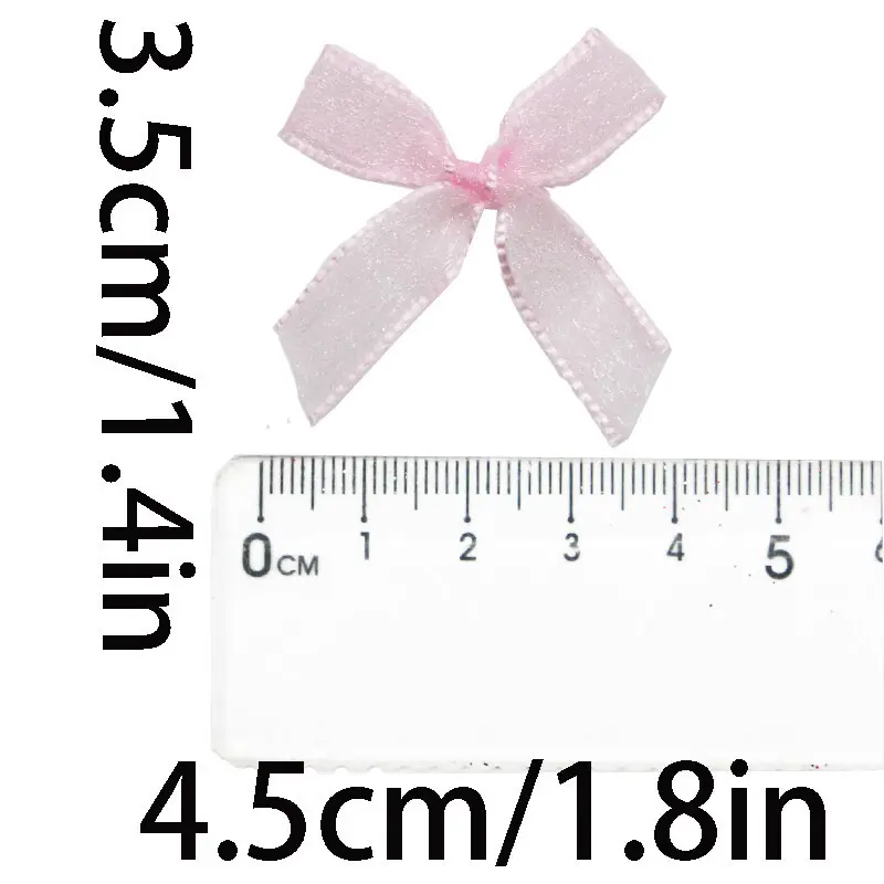 (50Pcs/bag)3.5X4.5cm Organza Ribbon Bow Mini Christmas Bows Party Decoration Craft Hair Accessories Wedding Room Decorations DIY