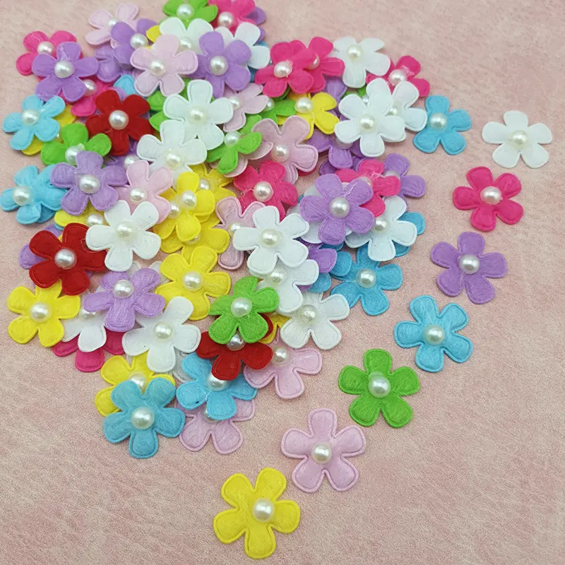 (100 Pcs/pack) 25mm Mixed Color Pearl Petals Costume Decoration Handmade Diy Crafts Girl Headdress Dress Up Artificial Flower