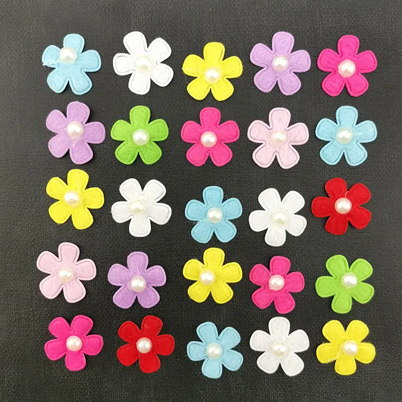 (100 Pcs/pack) 25mm Mixed Color Pearl Petals Costume Decoration Handmade Diy Crafts Girl Headdress Dress Up Artificial Flower
