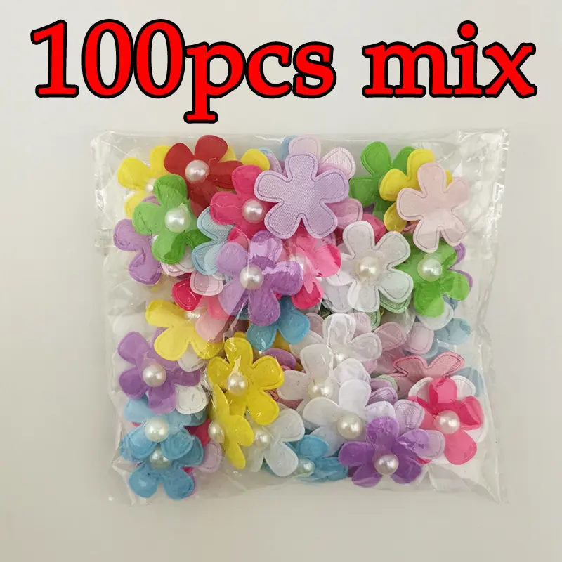 (100 Pcs/pack) 25mm Mixed Color Pearl Petals Costume Decoration Handmade Diy Crafts Girl Headdress Dress Up Artificial Flower