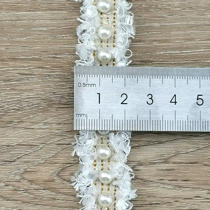 (1 Yard/Pack) 20mm Lace Fabric Webbing Pearl Gold Line Decoration Wrapping Gift Ribbons Clothing Material Accessories