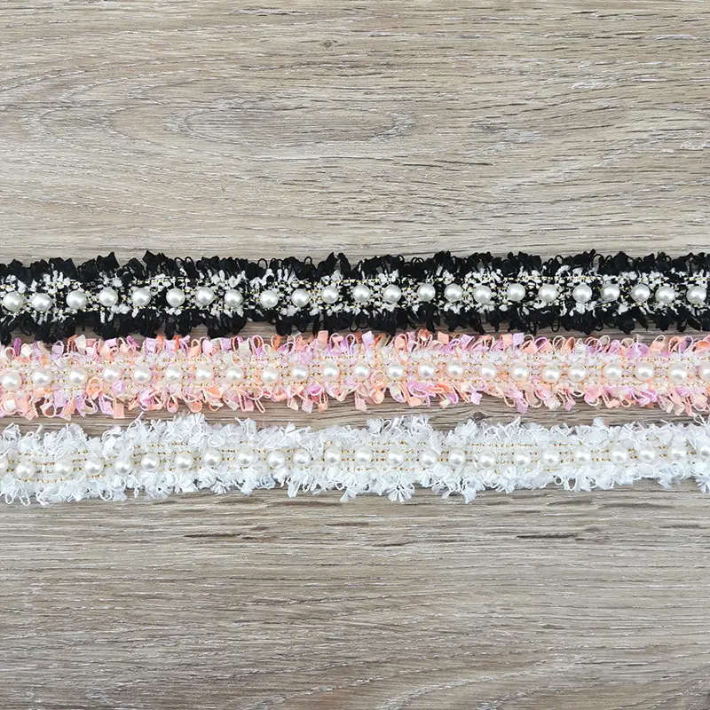 (1 Yard/Pack) 20mm Lace Fabric Webbing Pearl Gold Line Decoration Wrapping Gift Ribbons Clothing Material Accessories