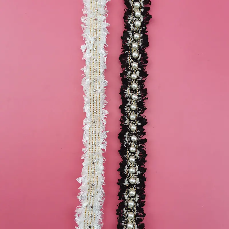 (1 Yard/Pack) 20mm Lace Fabric Webbing Pearl Gold Line Decoration Wrapping Gift Ribbons Clothing Material Accessories