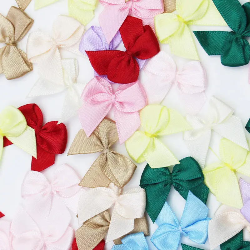 (50pcs/pack) 25mm Mix Small Size Satin Ribbon Bow handmade Christmas Party Decoration Gift box packaging Tie DIY