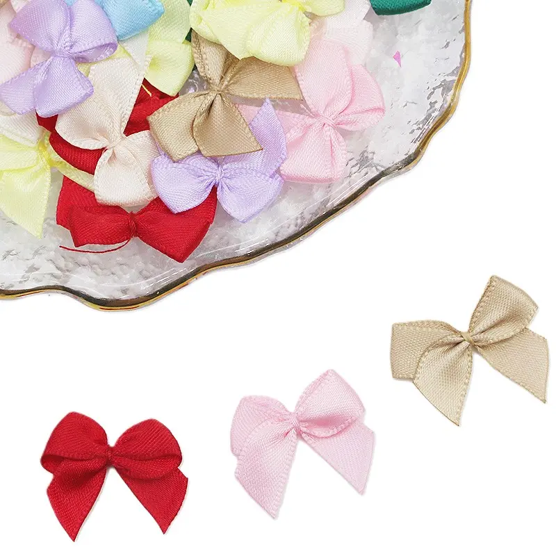 (50pcs/pack) 25mm Mix Small Size Satin Ribbon Bow handmade Christmas Party Decoration Gift box packaging Tie DIY