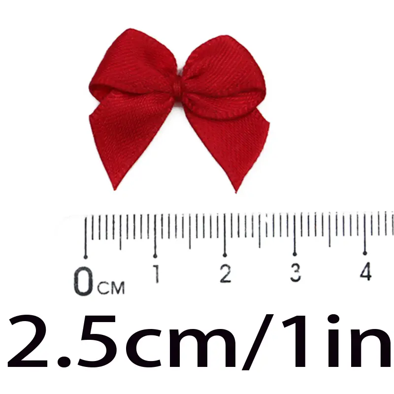(50pcs/pack) 25mm Mix Small Size Satin Ribbon Bow handmade Christmas Party Decoration Gift box packaging Tie DIY