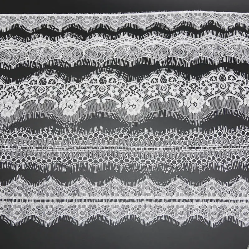 (3 meters/lot) White Eyelash lace fabric Sewing Garment Ribbon Wedding Dress Curtain Material