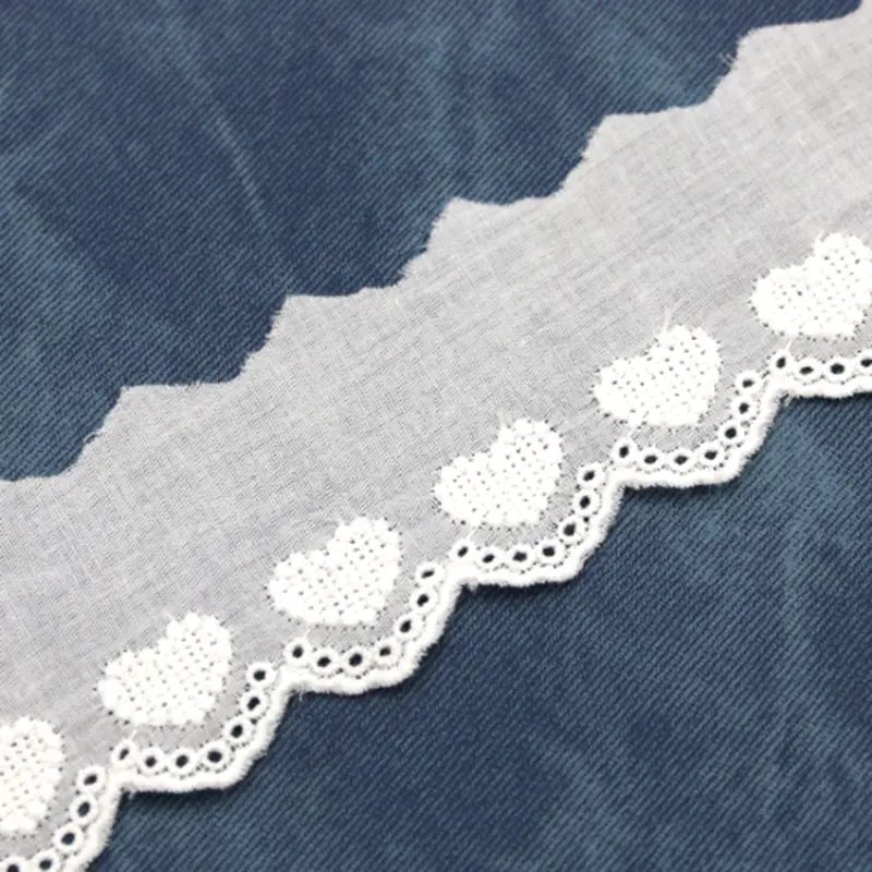 (3 Yards/lot) 55mm-85mm Cotton Lace White Embroidery Sewn Clothing Textile Fabric Woven Ribbon Decoration Wedding Home Stickers