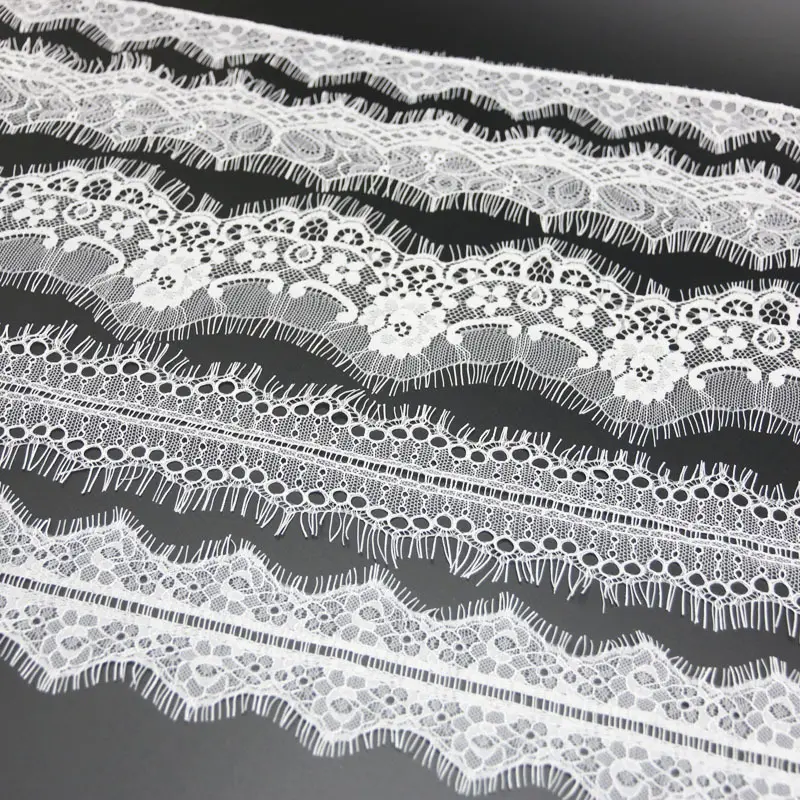 (3 meters/lot) White Eyelash lace fabric Sewing Garment Ribbon Wedding Dress Curtain Material