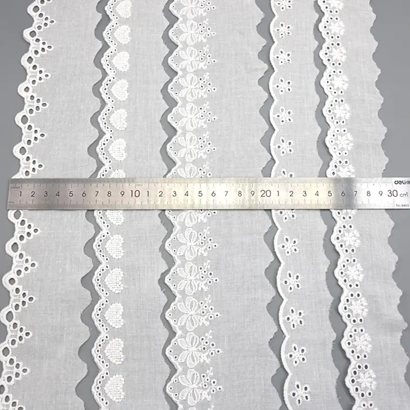 (3 Yards/lot) 55mm-85mm Cotton Lace White Embroidery Sewn Clothing Textile Fabric Woven Ribbon Decoration Wedding Home Stickers