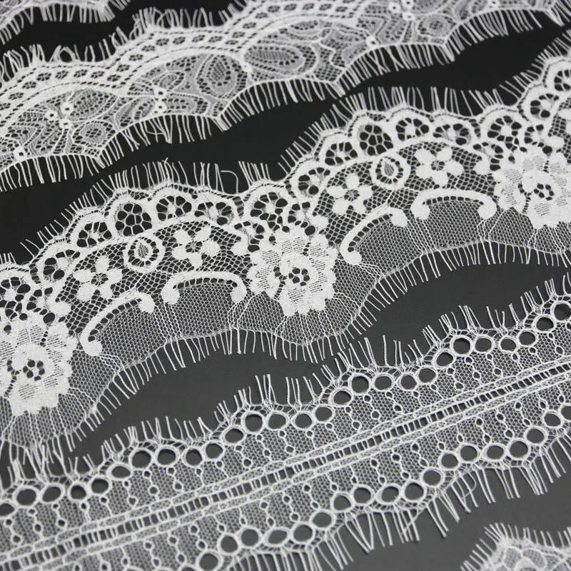 (3 meters/lot) White Eyelash lace fabric Sewing Garment Ribbon Wedding Dress Curtain Material