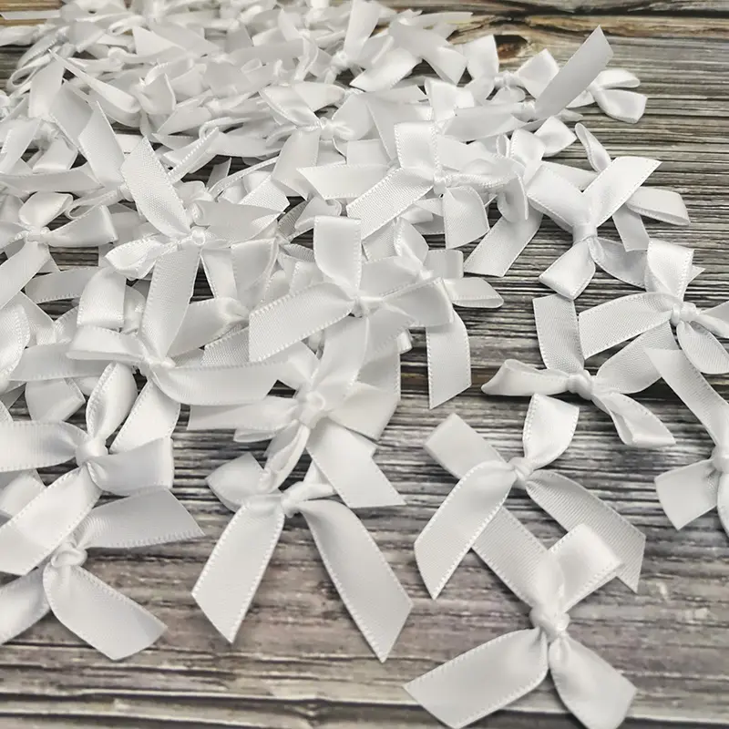 (200 pcs/pack) Fresh Pink Ribbon Bows Small Size Satin Ribbon Bow Flower Craft Decoration Handwork DIY Party Decoration