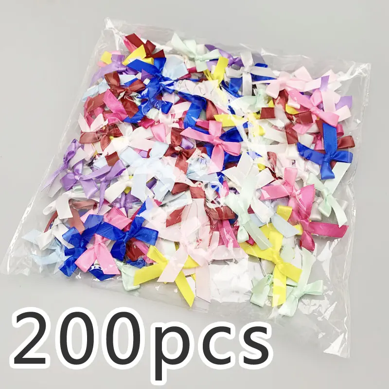 (200 pcs/pack) 4cm*4cm Satin Ribbon Bows DIY Craft Christmas Party Decor Gift Packing Bowknots Sewing Headwear Materials