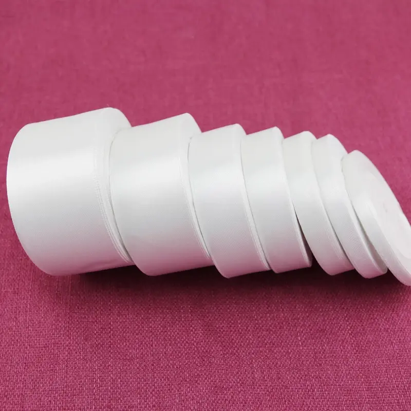 White Single Face Satin Ribbon Wholesale Gift Wrapping Christmas ribbons