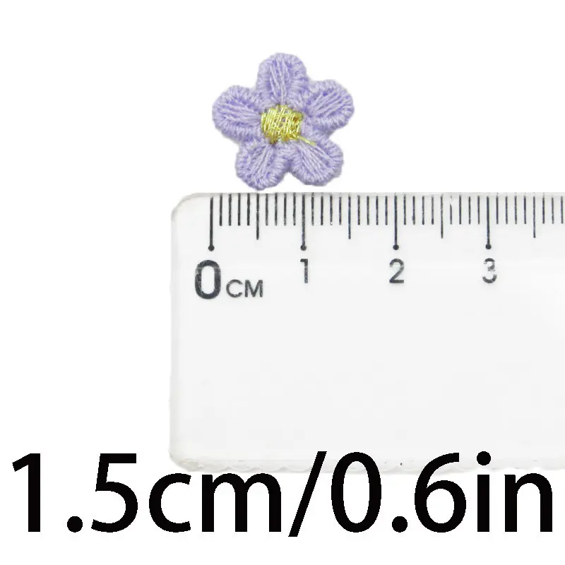 (50Pcs/pack) 15mm Small Flower Embroidery Cloth Stickers Accessories Patches Dresses Hats Decorative DIY Handmade Cute Lace