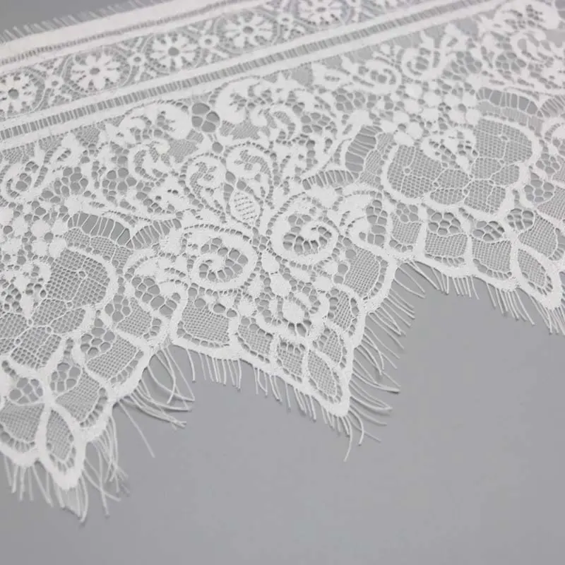 (3 meters/lot) 25cm White Eyelash Lace Ribbon Clothing Accessories Lace Material Handmade DIY Trimming Fabric