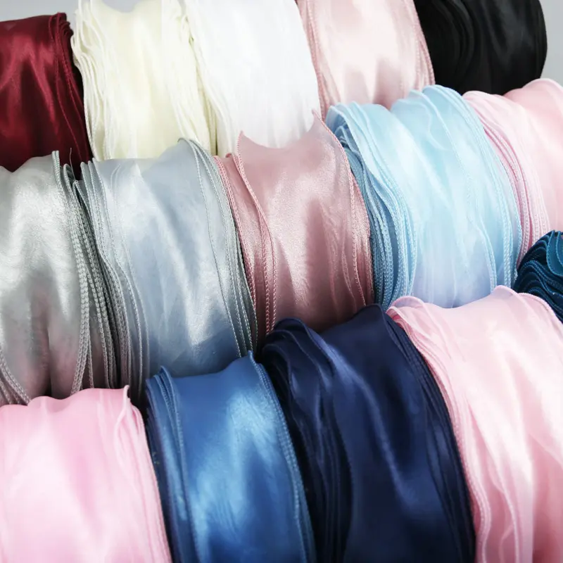 50mm Wave Silk Organza ribbon Bow material for hair ornament gift wrapping decoration lace ribbons