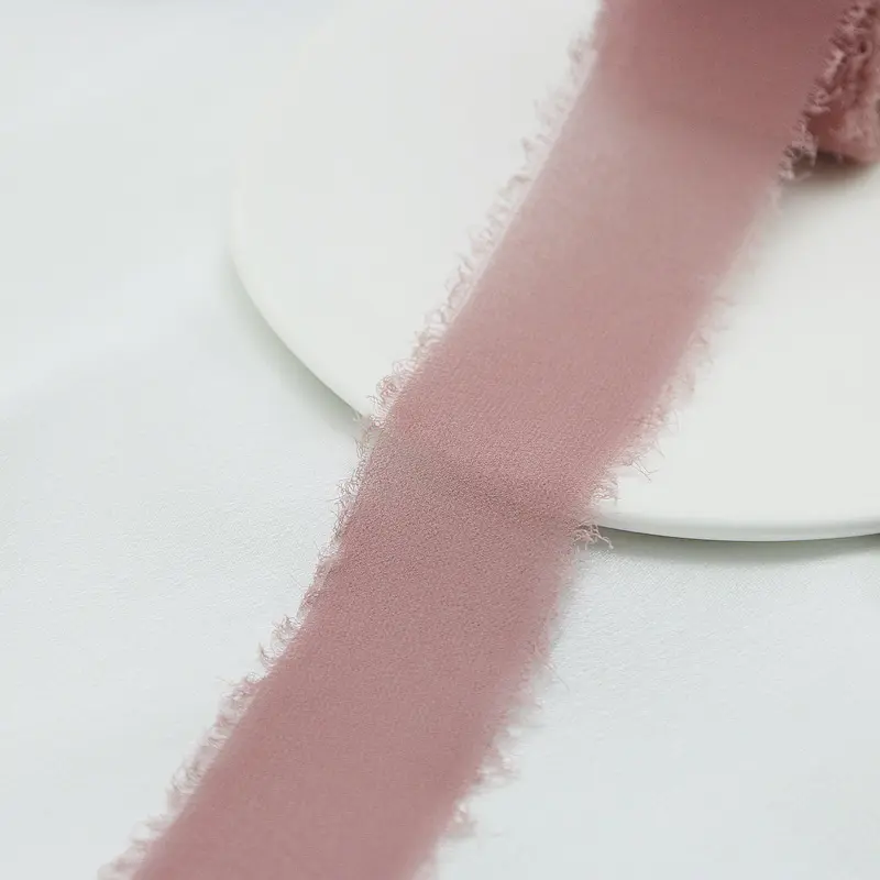 (5meters/roll)35mm Handmade Frayed Edge Chiffon Ribbon Raw Edge Ribbon Gift Packaging Wedding Decoration Handicraft Production