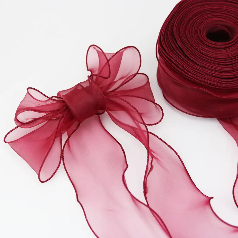 50mm Wave Silk Organza ribbon Bow material for hair ornament gift wrapping decoration lace ribbons