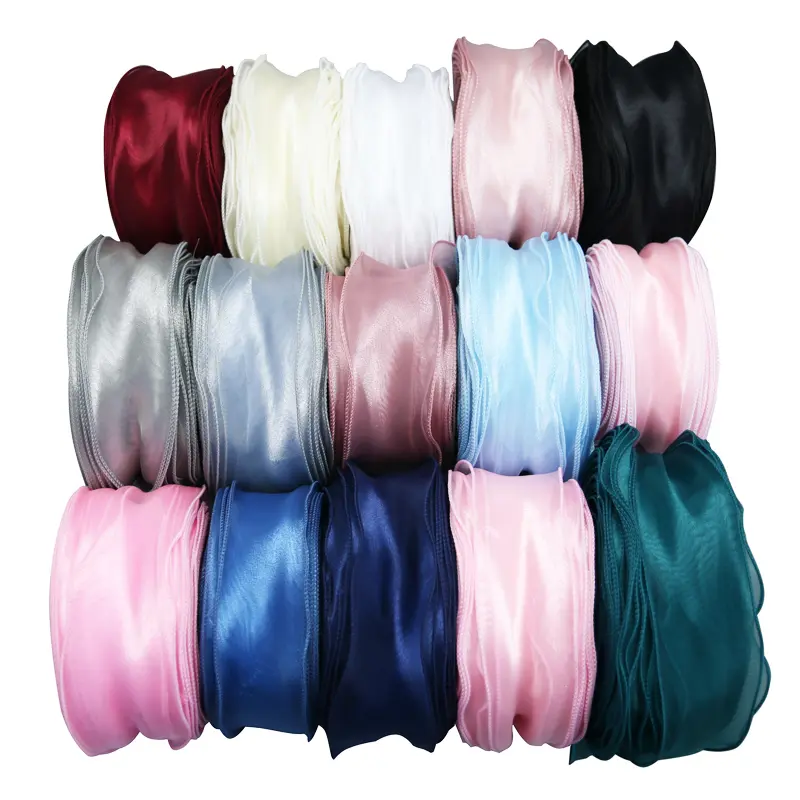 50mm Wave Silk Organza ribbon Bow material for hair ornament gift wrapping decoration lace ribbons