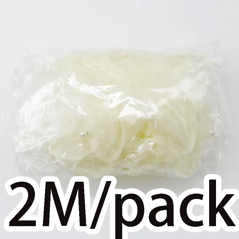 (2Meters/pack) 11cm French Lace Fabric Skirt Accessories Pleated Ribbon Pearl Trim Snow Yarn Ruffles Laces for Garments Bow Diy