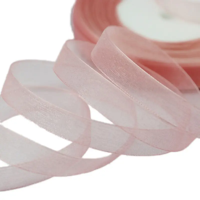 (50 yards/roll) Pink Meat organza ribbon wholesale gift wrapping decoration ribbons (12/15/20/25/40/50mm)