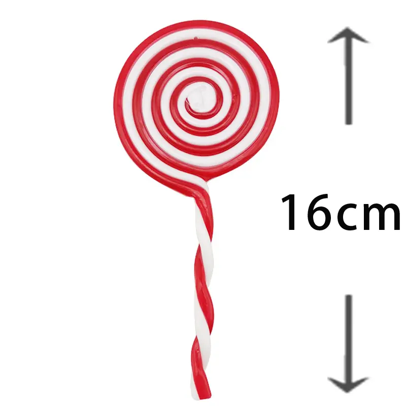 16cm Longth Simulation Cartoon Candy Simulation Red And White Plastic Lollipop Merry Christmas Tree Home Decorations New Year