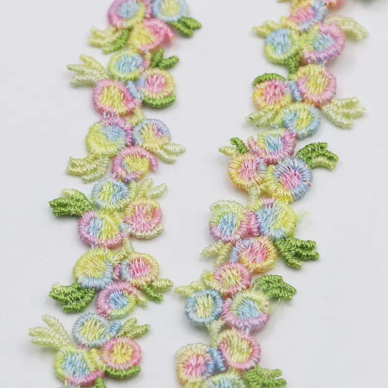 (3 yards/pack) 20mm Embroidered Water soluble Lace Fabric Ribbon Colorful Flower Hat Collar Decorative Accessories Accessories